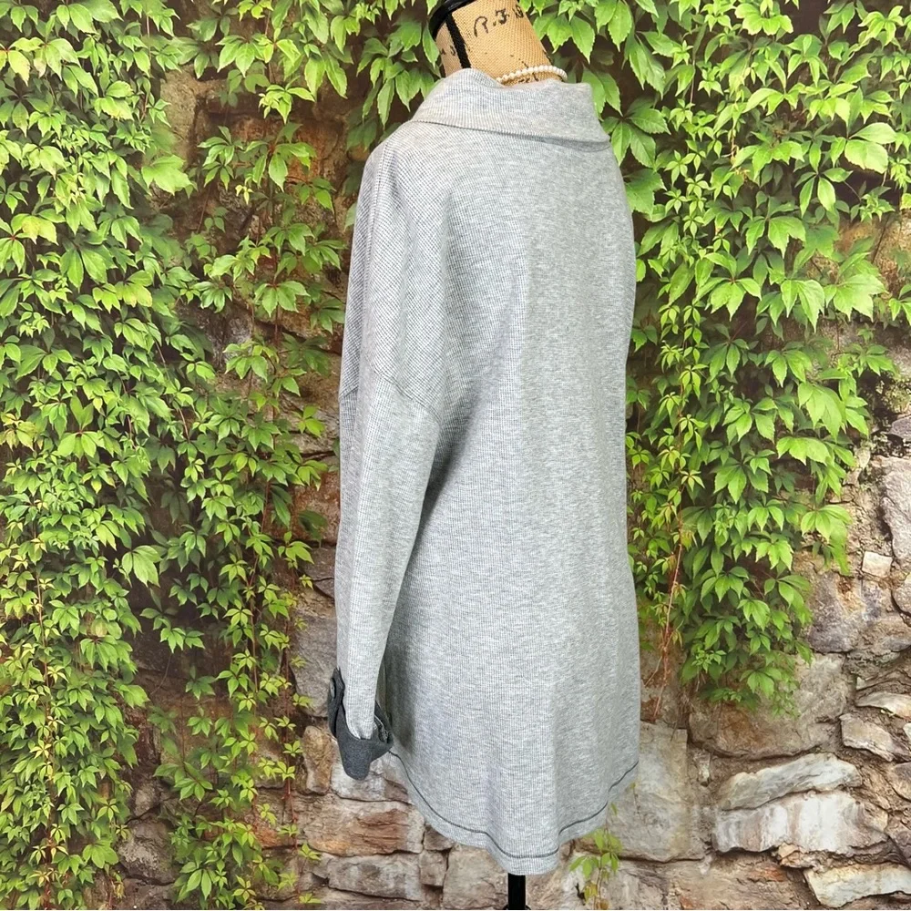 NEON BUDDHA Gray Rib Knit Athleisure Pullover, S - Picture 8 of 10